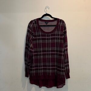 Torrid Burgundy Plaid Sweatshirt